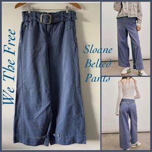 NWOT Free People We The Free Sloane Belted Pants Size Small in Blue Topaz